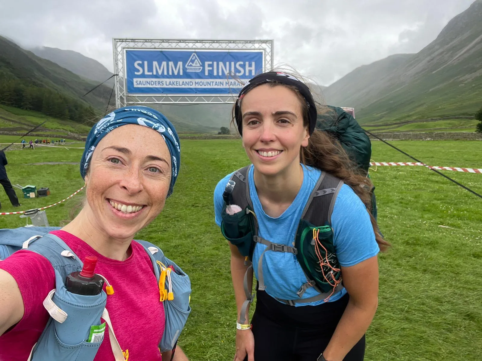Emma & Caitlin running for Day 1 finish.